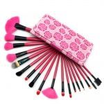 Pincéis Rosa com 18 Pcs Make Profissional.