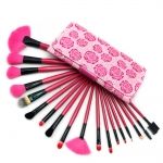 Pincéis Rosa com 18 Pcs Make Profissional.